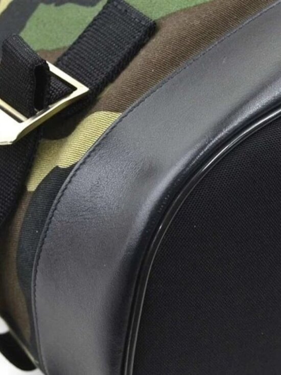 Auth SAINT LAURENT Camouflage Backpack Khaki/Black Canvas/Leather - 56572a main image 4